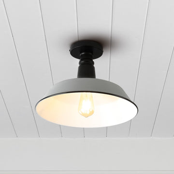 Camila 14"  Classic Industrial Indoor/Outdoor Iron LED Semi Flush Mount